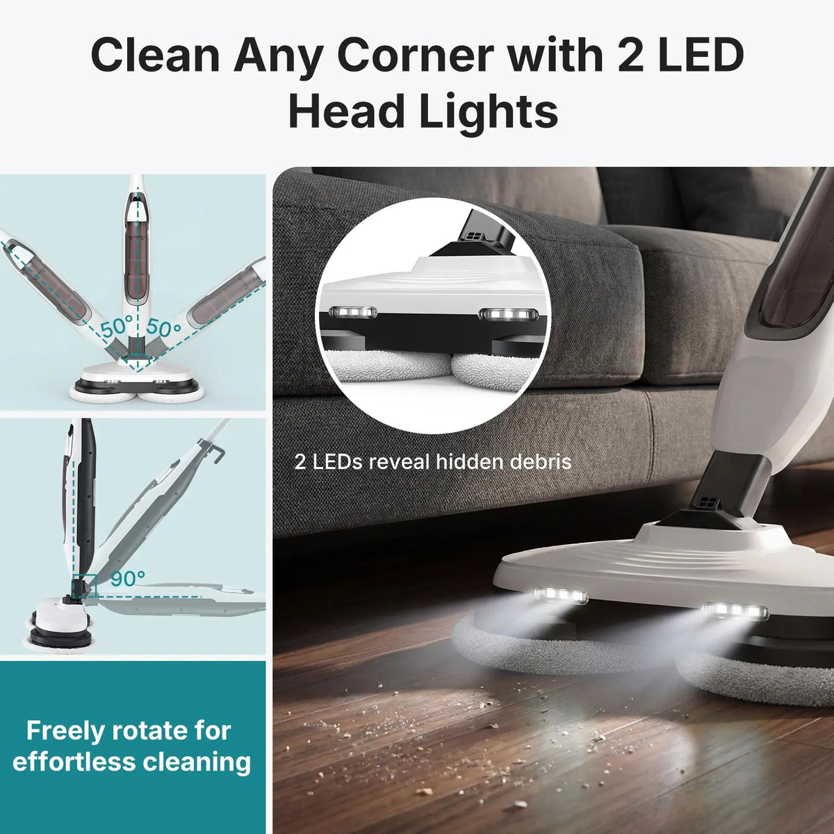 Lightweight Electric Hard Floor Cleaner with LED
