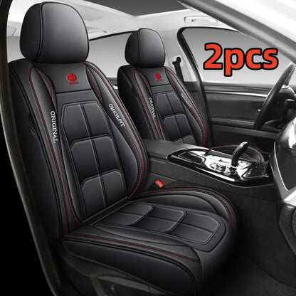 Universal Car Seat Cover Comfortable Durable Protector for All Cars 2PCS Black Leather Look