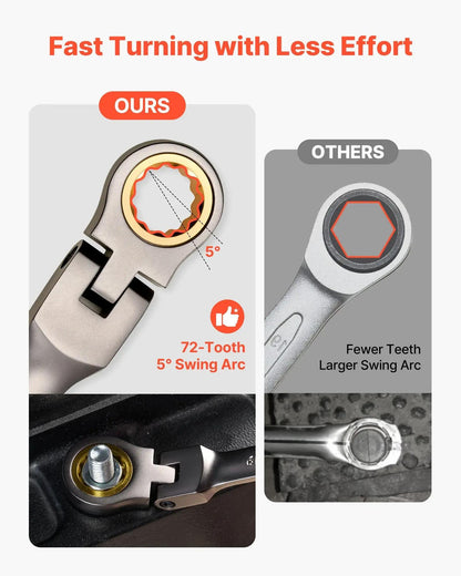 12-Piece Multifunctional Flex-Head Ratcheting Wrench