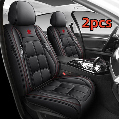 Universal Car Seat Cover Comfortable Durable Protector for All Cars 2PCS Black Leather Look