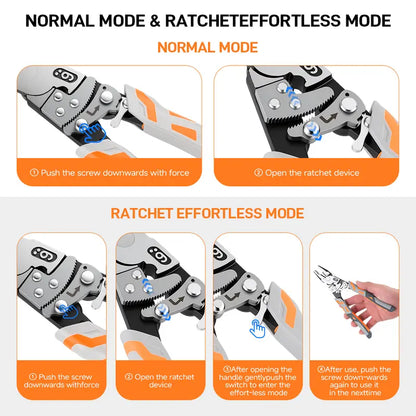 Self-Locking Ratchet Pliers, Heavy Duty Wire Cutting