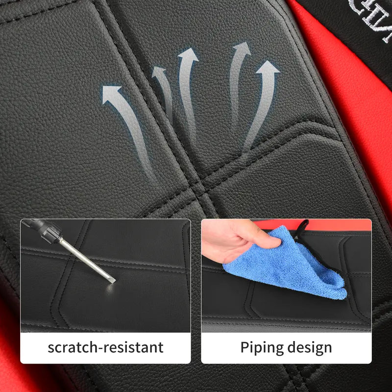 Universal Car Seat Cover Comfortable Durable Protector for All Cars 2PCS Black Leather Look