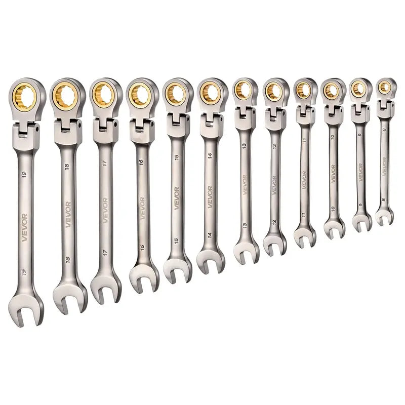 12-Piece Multifunctional Flex-Head Ratcheting Wrench