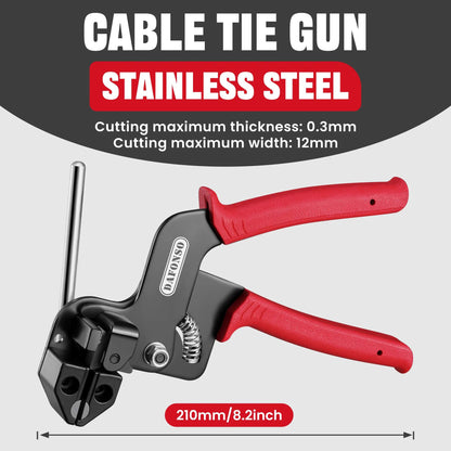 Stainless Steel Cable Tie Gun Kit-100PCS 11.8 inches 304 Heavy Duty Metal Zip Ties