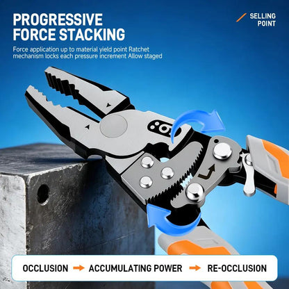Self-Locking Ratchet Pliers, Heavy Duty Wire Cutting