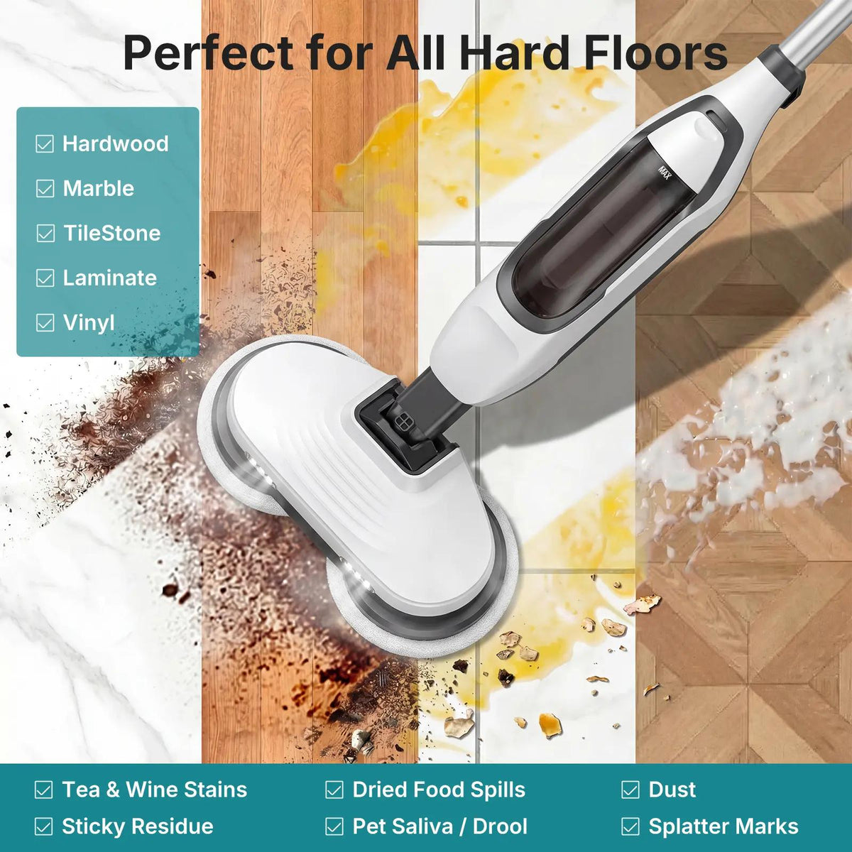 Lightweight Electric Hard Floor Cleaner with LED