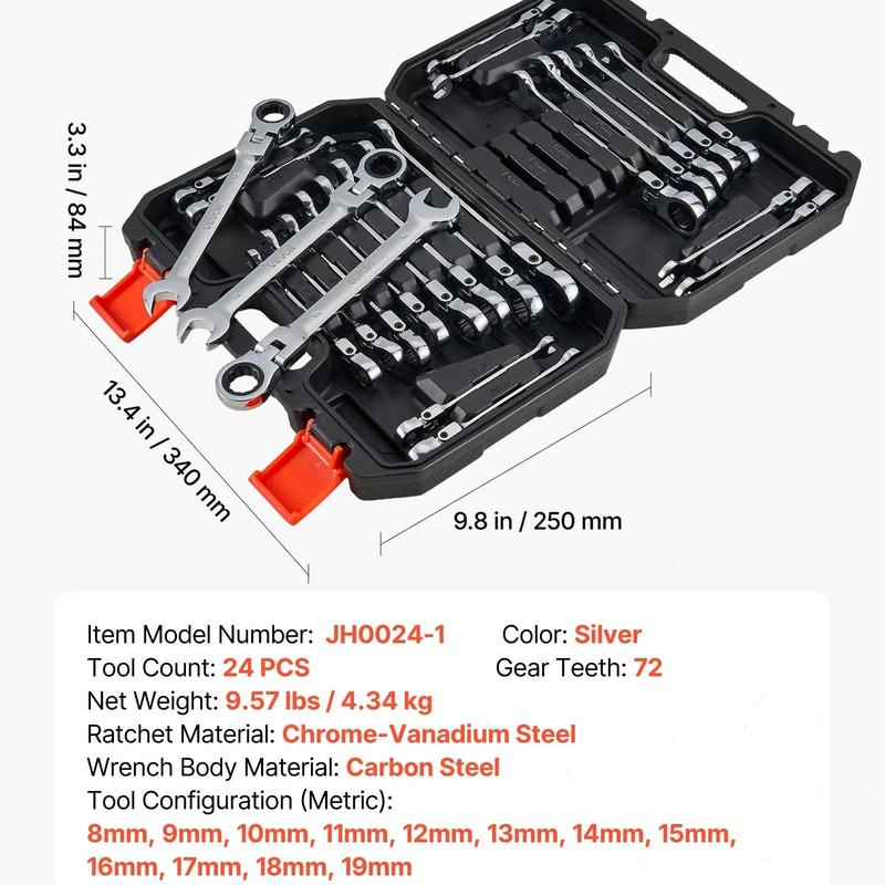 12-Piece Multifunctional Flex-Head Ratcheting Wrench