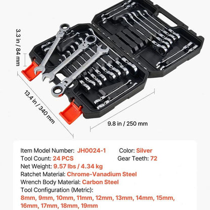 12-Piece Multifunctional Flex-Head Ratcheting Wrench