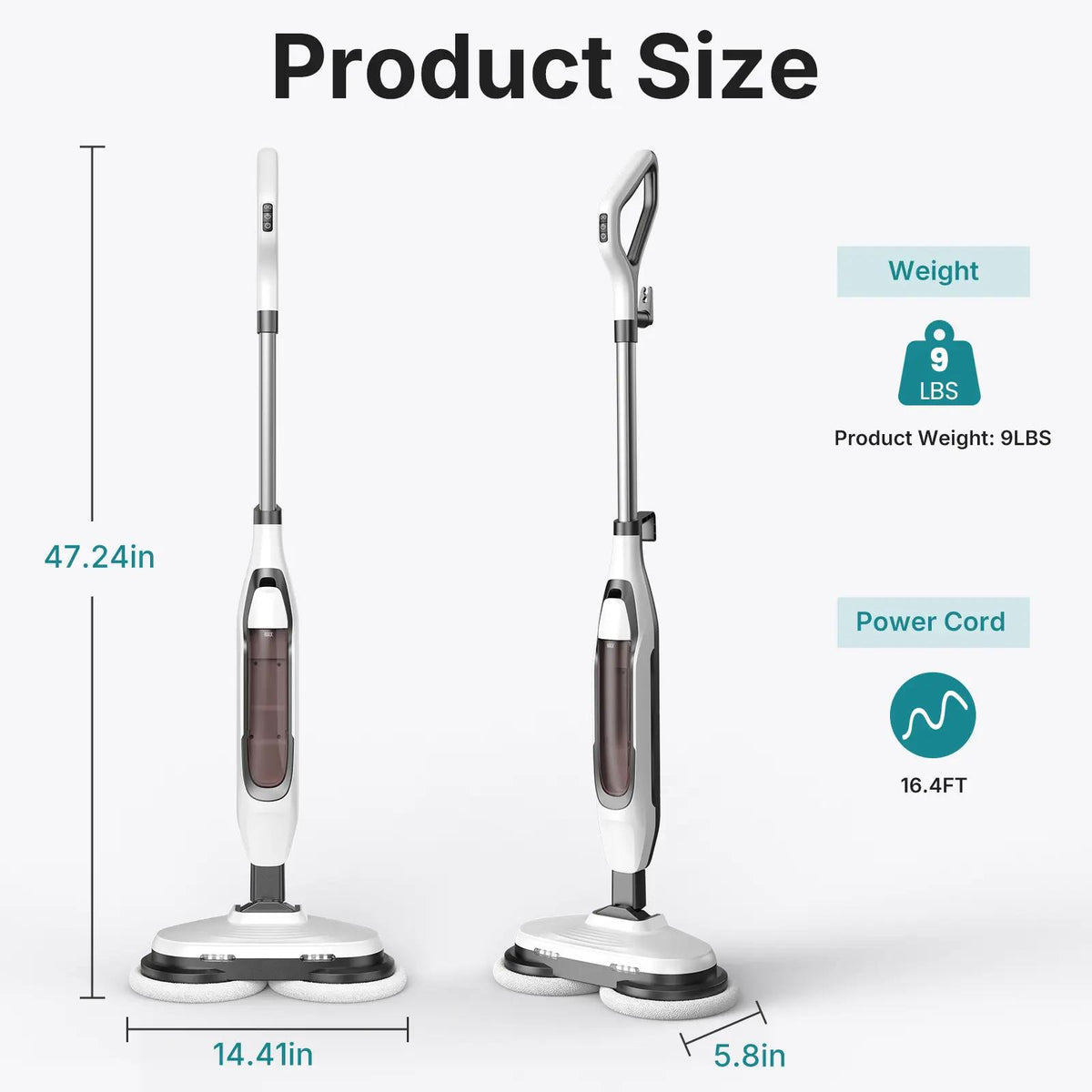 Lightweight Electric Hard Floor Cleaner with LED