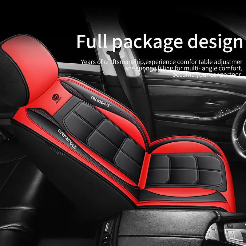 Universal Car Seat Cover Comfortable Durable Protector for All Cars 2PCS Black Leather Look