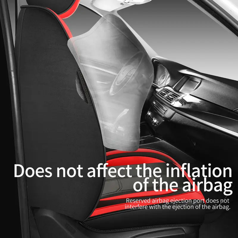 Universal Car Seat Cover Comfortable Durable Protector for All Cars 2PCS Black Leather Look