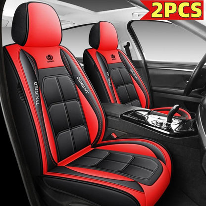 Universal Car Seat Cover Comfortable Durable Protector for All Cars 2PCS Black Leather Look